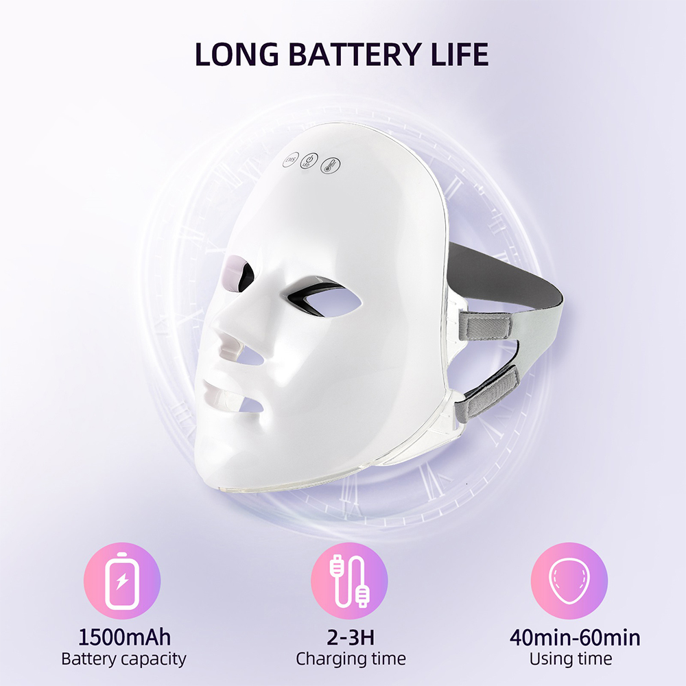 Face Care Devices EMS Heating Therapy 7 Colors LED Pon Face Mask Microcurrent Skn Tighten EMS Mask Wireless Use Anti-Wrinkle Firming Skin 230923