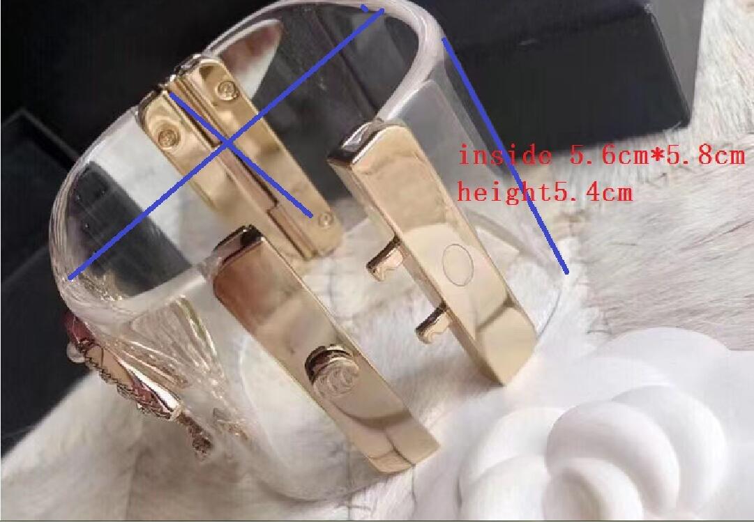 Classic fashion High version Big Acrylic bracelet bangle lady Designer bracelets bangles for Party Wedding jewelry With bag