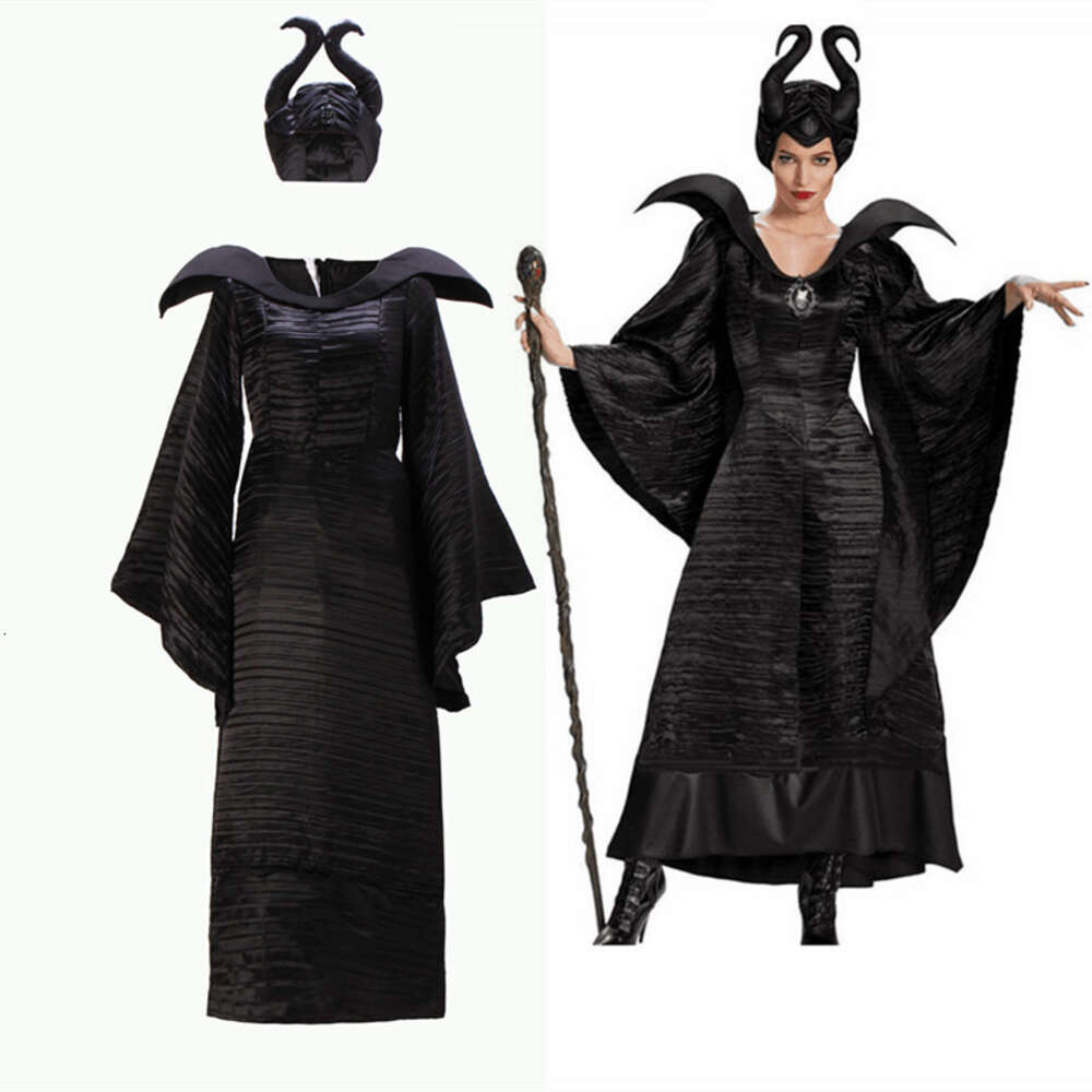 Halloween Costume Sleeping Spell Marlene Fisson Black Witch Costume Adult Robe Demon Costume Role Play Costume