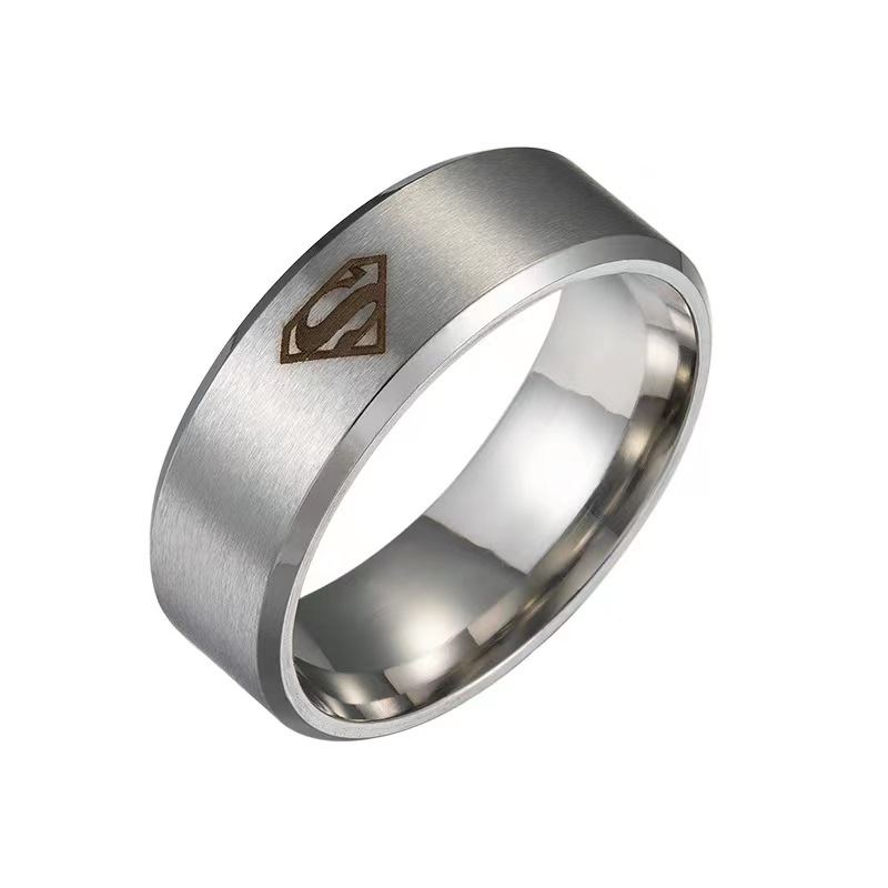 NEW Fashion Gold Silver Black Titanium Men Boy Superman Symbol Stainless Steel Ring