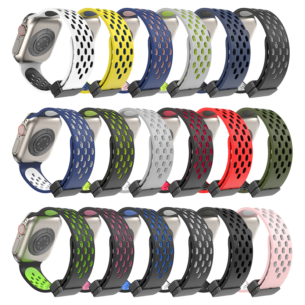 Two-Color Magnetic Strap For Apple Watch Ultra Band 49 44 45 41 40 42 38 Mm Silicone Correa Bracelet Iwatch Series 9 8 Se 7 6 5 4 free shipping