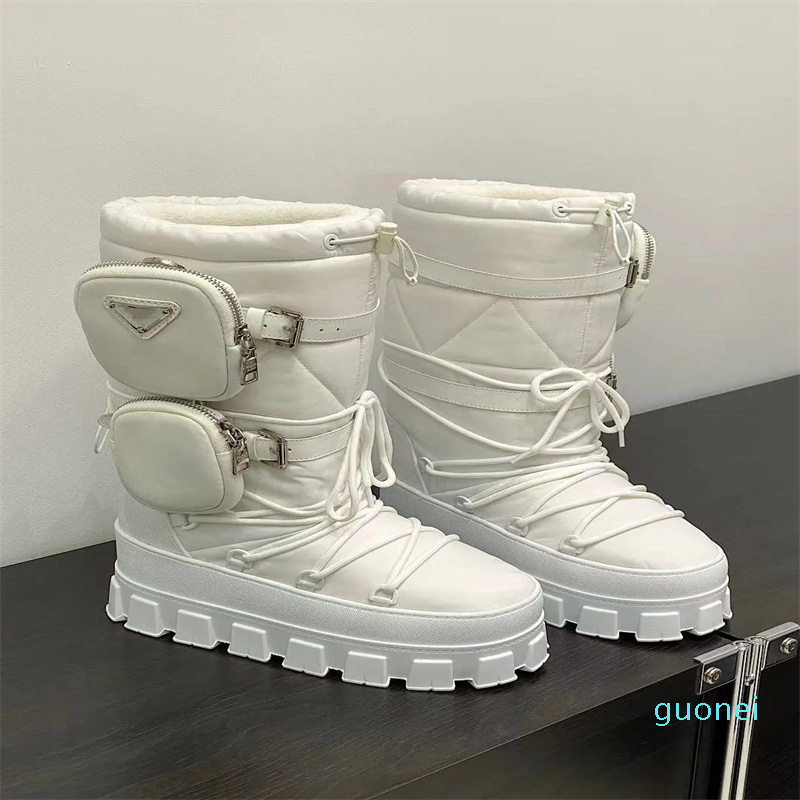 Casual Shoes Designer Men Women Boots shiny Detachable Nylon Pouch Combat Shoes nylon Outdoor Thick Bottom Mid-length Boot 35-42