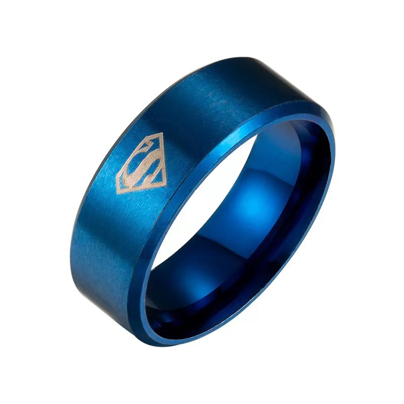 NEW Fashion Gold Silver Black Titanium Men Boy Superman Symbol Stainless Steel Ring