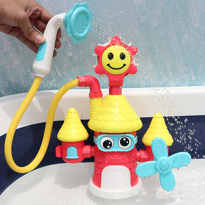Bath Toys Baby Bath Toy Electric Cute Castle Shower Water Spray Sprinkler Waterwheel Bathroom Bathtub Bathing Toy Gift for Children 230923