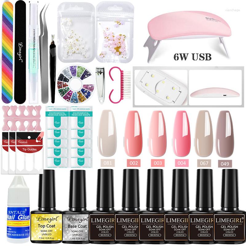 Nail Art Kits LILYCUTE 8Ml Gel Polish Kit Glitter Semi-Permanent Hybrid UV LED For Beginners