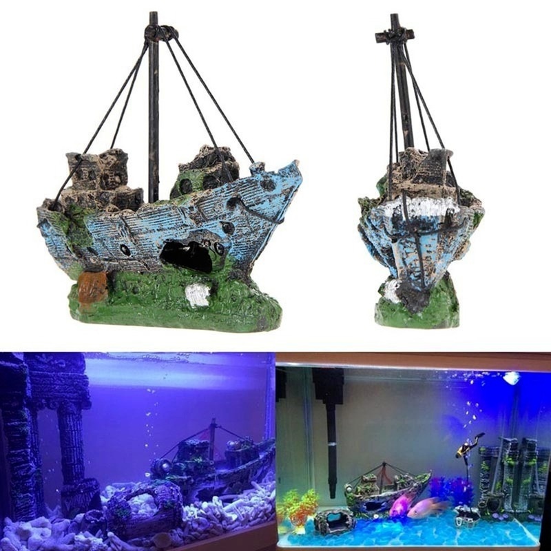 Aquariums Aquarium Resin Ornament Pirate Ship Wreck Ship Decor Boat Decorations Fish Tank Accessories Aquarium Ornament 230925