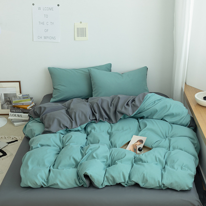 Bedding sets Nordic Bedding Set with Duvet Cover Bed Sheet Pillowcase Single Couple Bedspreads King Queen 1/2 People Solid Color Bed Linen 230923