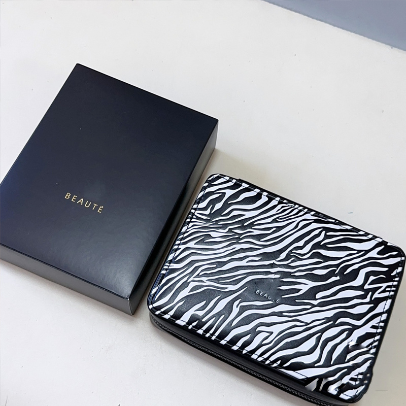 Beauty Cosmetic For Girl Zebra Print Storage Makeup Tools With Box String Big Capacity Zipper Blush Brush Eyeshadow Lipstick Bags Purse Wallet