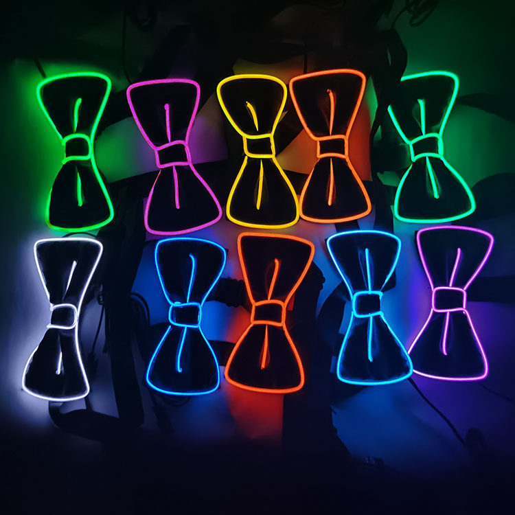 Glowing LED Men Women Bow Tie Party Neon Fan Luminous On Birthday Music Nightclub Cosplay Costume Decor Accessories