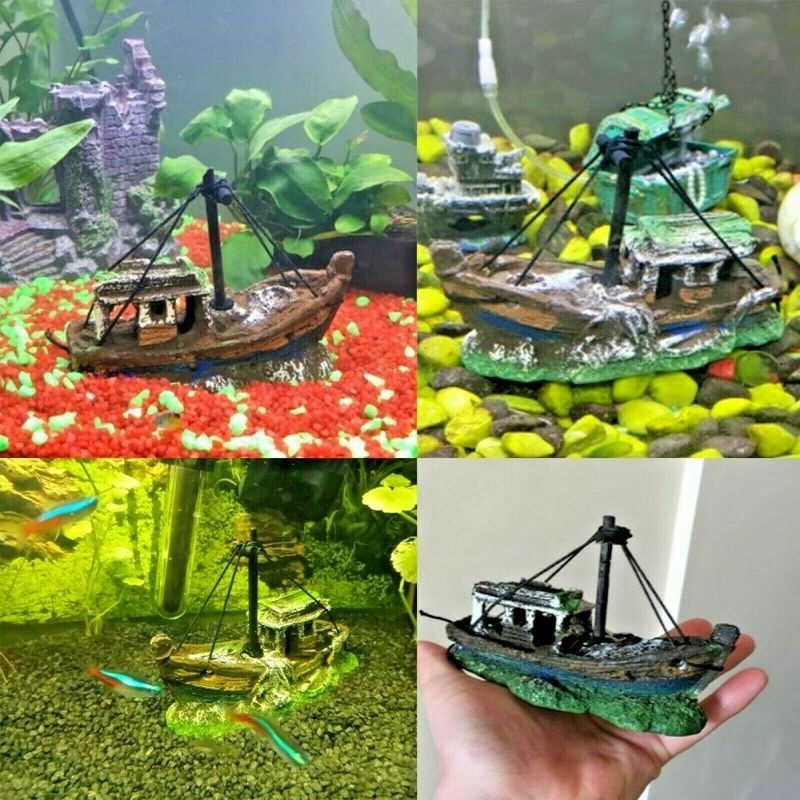 Aquariums Aquarium Resin Ornament Pirate Ship Wreck Ship Decor Boat Decorations Fish Tank Accessories Aquarium Ornament 230925