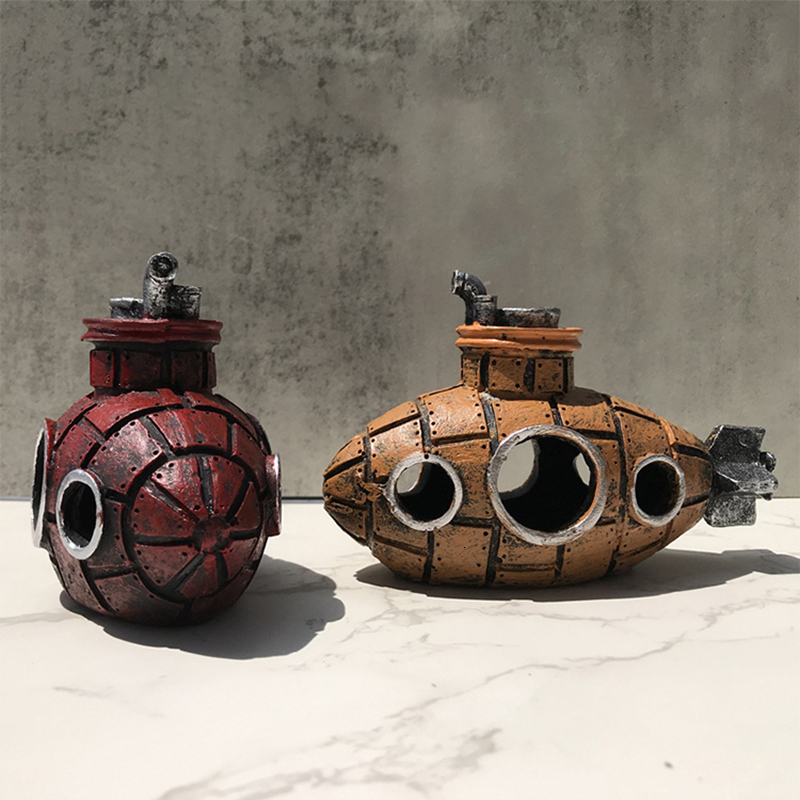 Aquariums 1 PC Random Color Fish Tank Aquarium Decorative Housing Ornaments Submarine Fish Tank Landscaping Breeding House Spawning D9176 230925