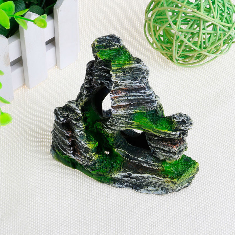 Aquariums Resin Home Aquarium Rock Cave Fish Tank Decorations Ornament Mountain Hiding Cave Aquarium Accessories 230925
