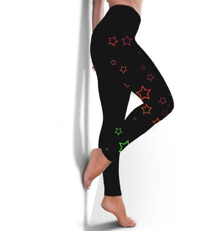 Fashion Colored Stars Pattern Digital Printed Skinny Breathable Leggings Gifts For Ladies 211014