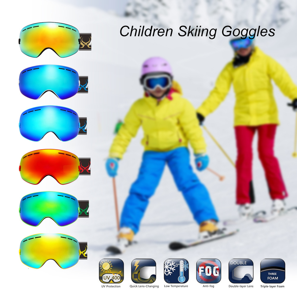 Outdoor Eyewear Benice Kids Ski Snowboard Goggles For Children UV400 Double layer Anti fog Boy Girl Spherical Lens Big Snow Skiing Glasses 230925