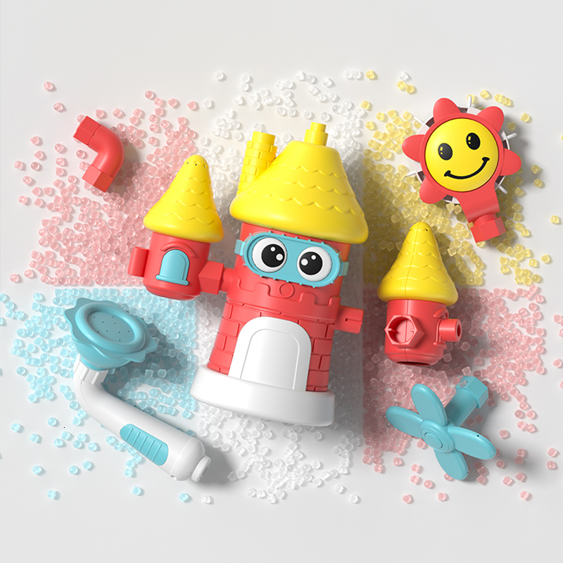 Bath Toys Baby Bath Toy Electric Cute Castle Shower Water Spray Sprinkler Waterwheel Bathroom Bathtub Bathing Toy Gift for Children 230923