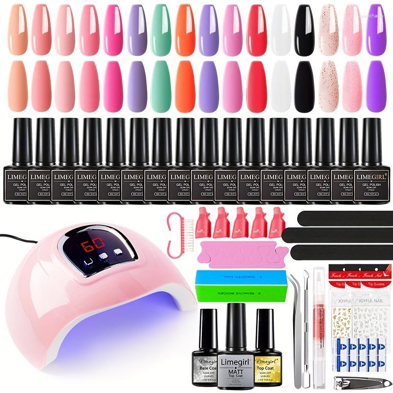 Nail Art Kits LILYCUTE 8Ml Gel Polish Kit Glitter Semi-Permanent Hybrid UV LED For Beginners