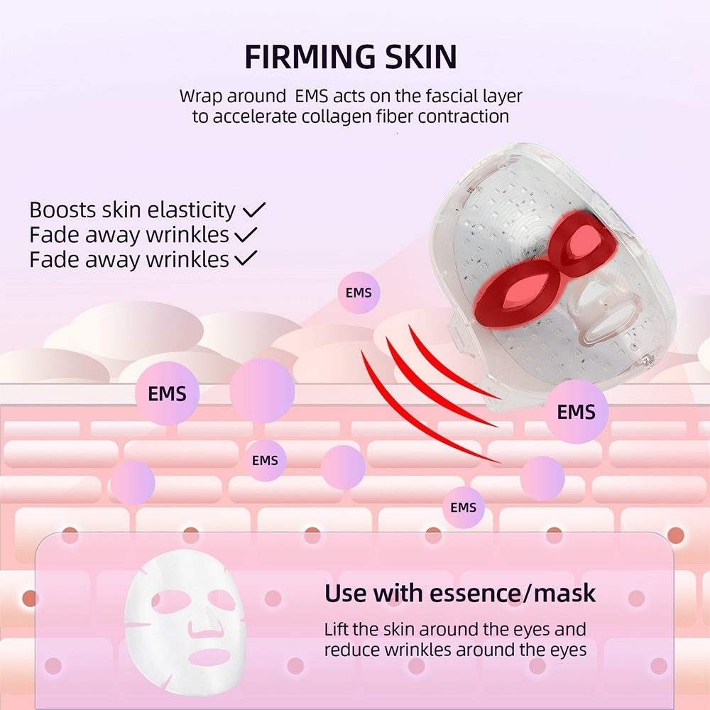 Face Care Devices EMS Heating Therapy 7 Colors LED Pon Face Mask Microcurrent Skn Tighten EMS Mask Wireless Use Anti-Wrinkle Firming Skin 230923