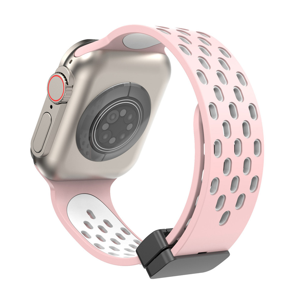 Magnetic Folding Buckle Breathable Hole Sport Silicone Strap for Apple Watch Series Ultra 9 8 7 6 5 4 3 2 1 free shipping