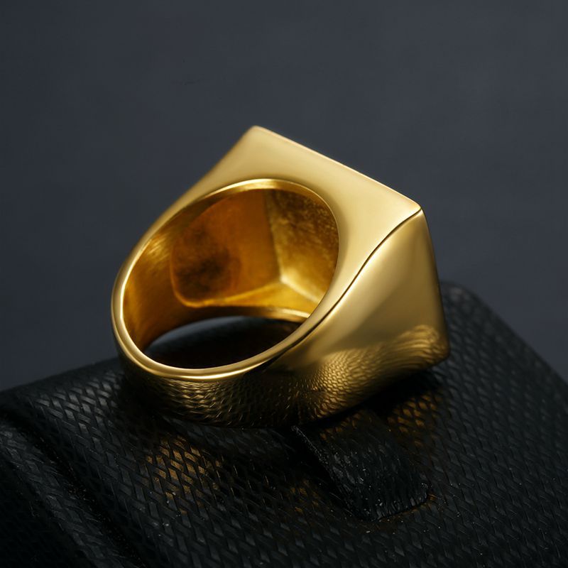 Classic Square The Last Supper Stainless Steel Casting Mens Ring 18k Real Gold Plated Jewelry