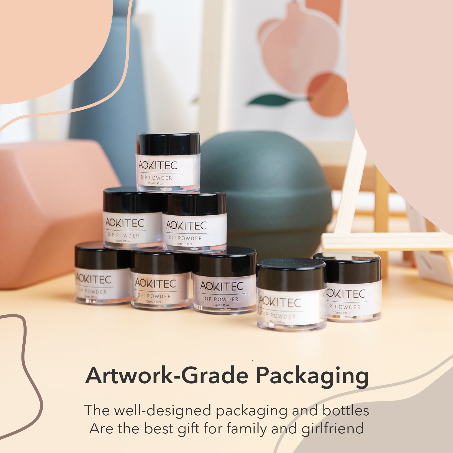 Acrylic Powders Liquids Aokitec Nail Dipping Powder Kit Pastel Glitter Dipping Powder Starter Set for French Nails Art Decorations Manicure Colorful 2