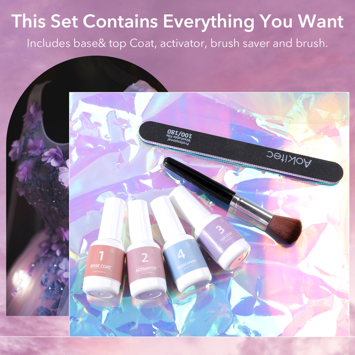 Acrylic Powders Liquids Aokitec Nail Dipping Powder Kit Pastel Glitter Dipping Powder Starter Set for French Nails Art Decorations Manicure Colorful 2