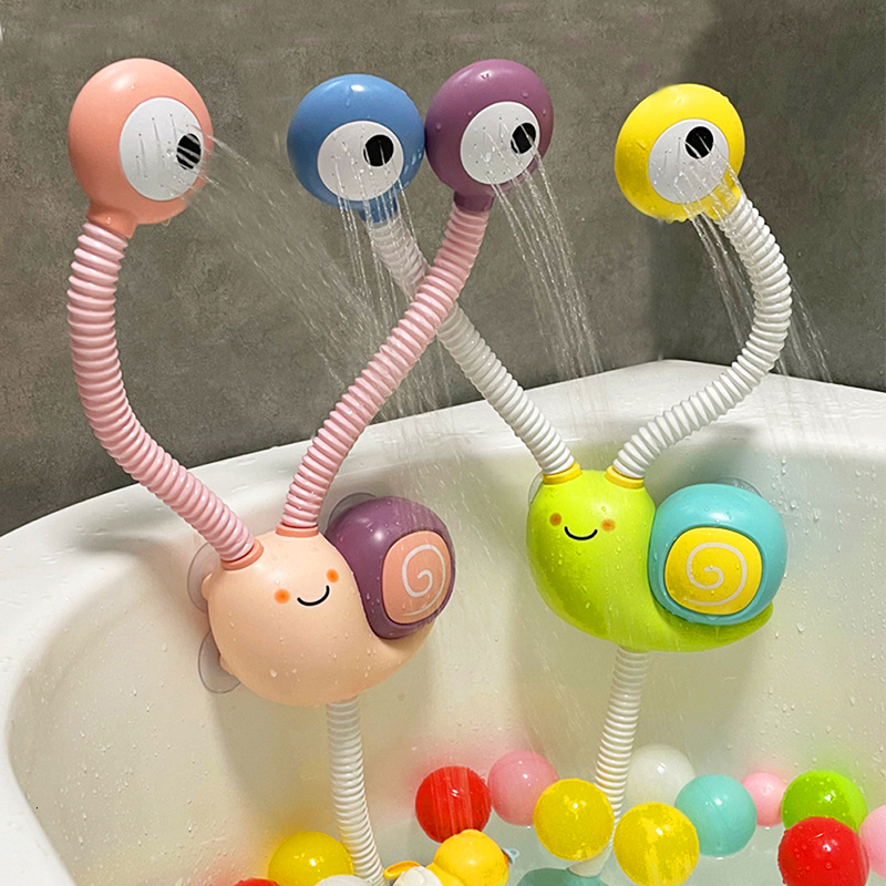 Bath Toys Baby Bath Toys Snail Electric Spray Water Shower Toy Kids Bathroom Bathtubs Bathing Water Toys Toddler Shower Interactive Gifts 230923