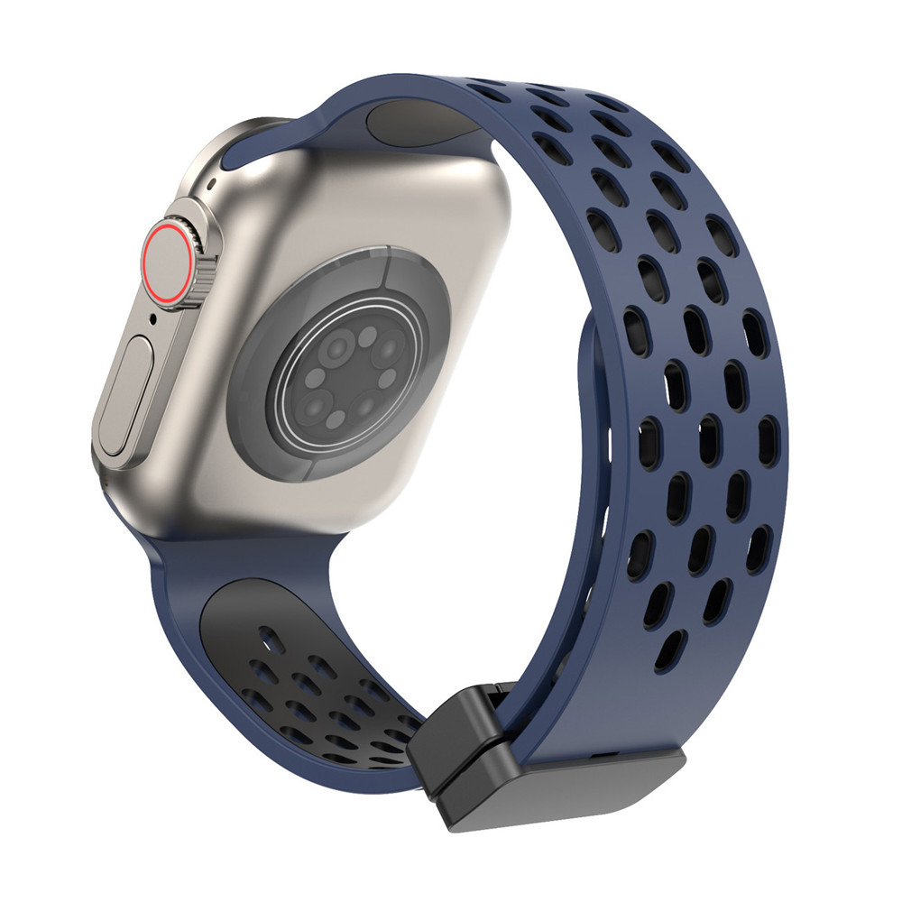 Magnetic Folding Buckle Breathable Hole Sport Silicone Strap for Apple Watch Series Ultra 9 8 7 6 5 4 3 2 1 free shipping