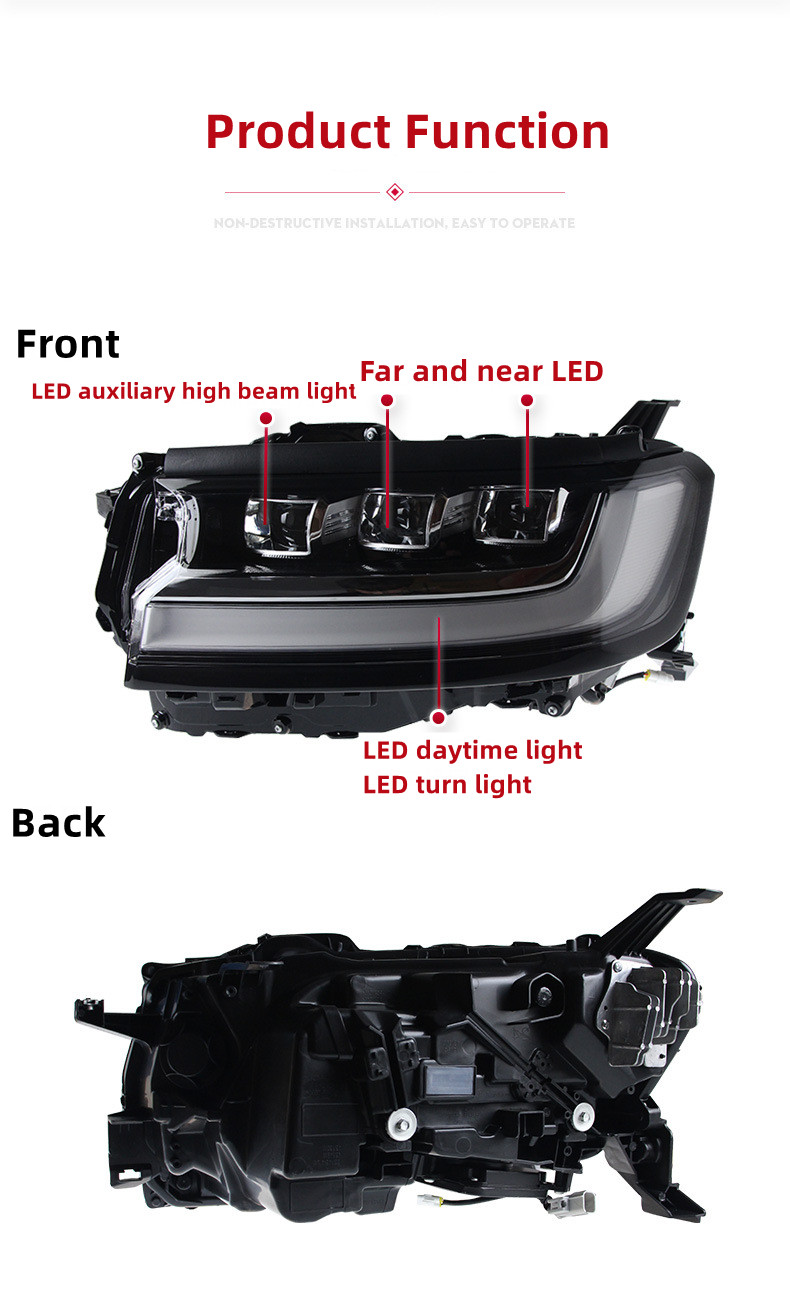 Headlight All LED for Toyota Land Cruiser 20 22-2023 LC300 Headlight Assembly High Configuration LED Daytime Light
