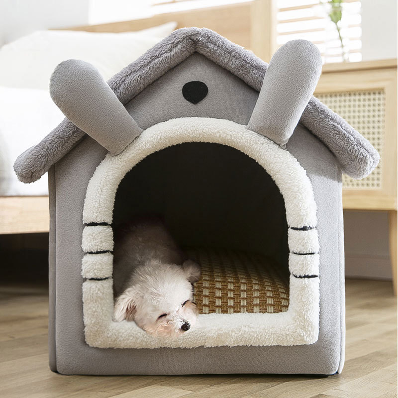 Dog Houses Kennels Accessories Foldable House Kennel Bed Mat For Small Medium Dogs Cats Winter Warm Cat Nest Pet Products Basket Pets Puppy Cave Sofa 