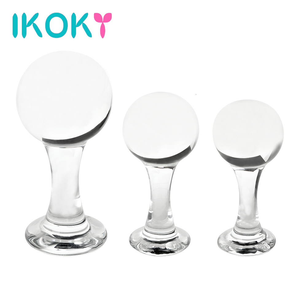 Adult Toys IKOKY 4560mm Big Ball Glass Anal Butt Plug Crystal Vagina Bead Dildo Female Masturbate Sex Toy for Gay Men Women 230925