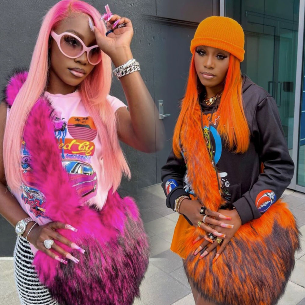 Evening Bags Faux Fur Shoulder Bag Heart Shaped Fluffy Plush Crossbody for Women Oversized Tote Lady Shopper Vintage Gothic 230926