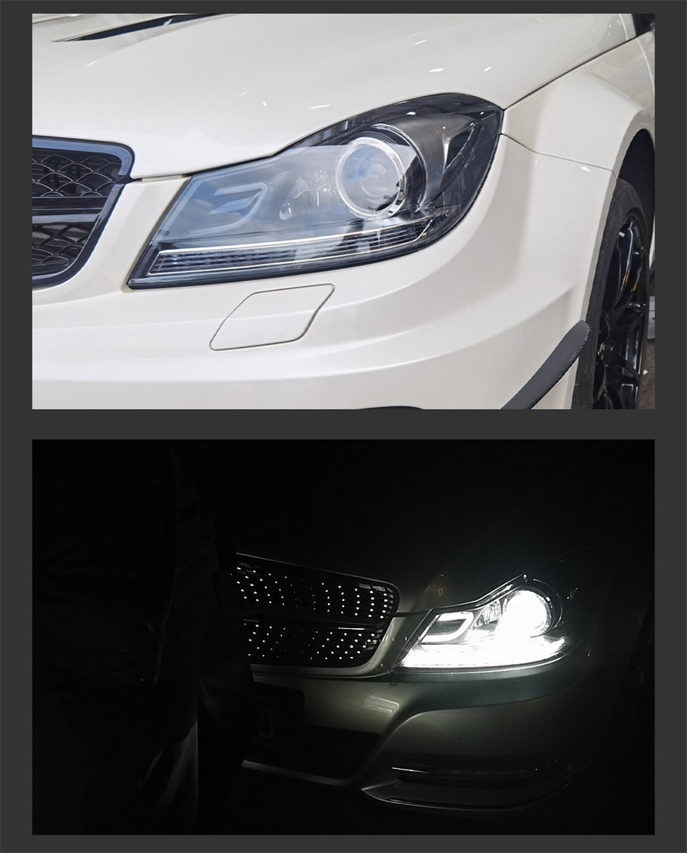 Car Head Light For W204 C200 C300 2011-2013 C Style Headlight Modified LED Xenon Lamps Headlights DRL