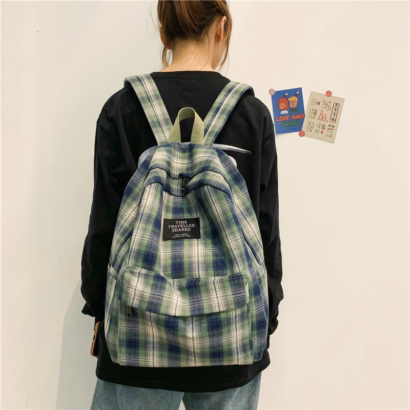 School Bags Fashion Plaid Canva s Backpack Student Backpacks Teenage Girl Large Capacity Waterproof Travel Rucksack 230926