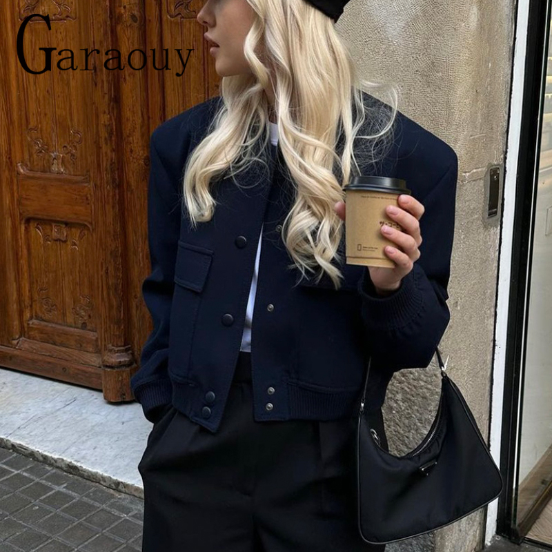 Women's Jackets Garaouy Spring Basic Women Large Pocket Pilot Jacket Female Loose Single Breasted Coats Simple Leisure Tops Outwear Mujer 230926