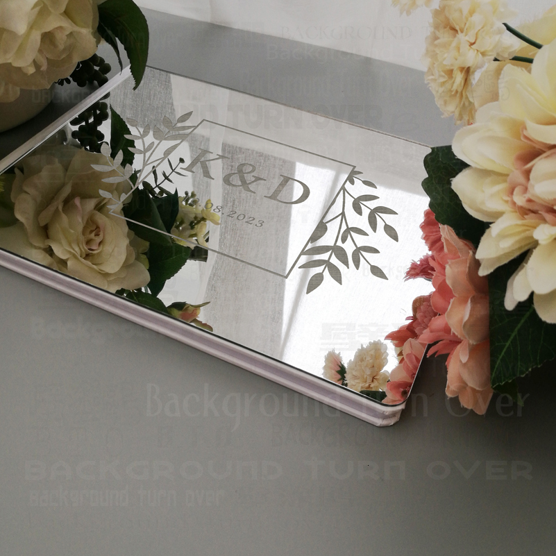 Other Event Party Supplies Wedding Guest Book Guestbook Custom Mirror Personalized Party White Signature Decor Customized Names Date Golden Silver G05