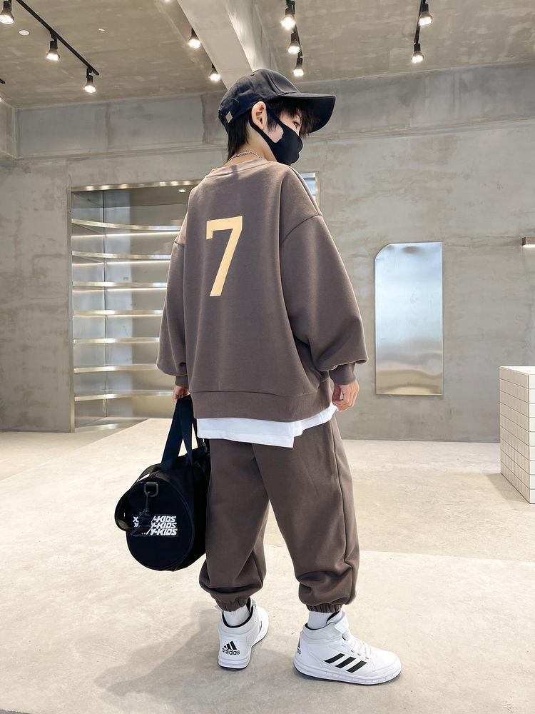 Clothing Sets Boys' Sweatshirt Suit Junior Kids Fashion Printed Letter Thickened Top Casual Sports Pants 2 Piece Set 315Y Trend 230926