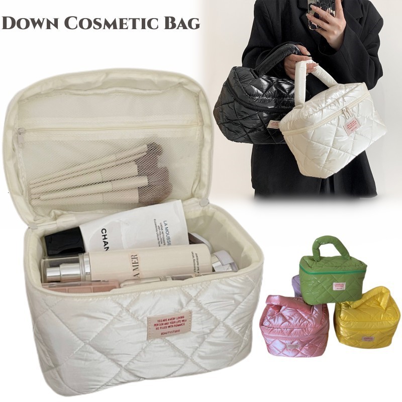 Cosmetic Bags Cases Large Capacity Down Bag Portable Toiletry Travel Organizer for Skincare Products and Accessories Solid Color Wash Tote 230926