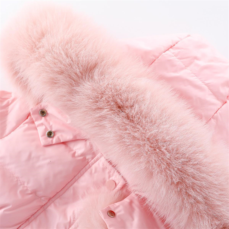 Down Coat Winter Girls Sweet Long Down Jackets Hooded Big Fur Collar Kids Parkas Children Clothes Girls Windproof Thicken Warm Coats 230926