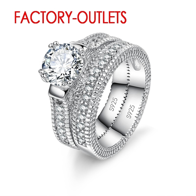Wedding Rings 925 Sterling Silver Needle Ring Unisex Romantic Fashion Jewelry Cubic Zirconia Prong Setting Wholesale 230926