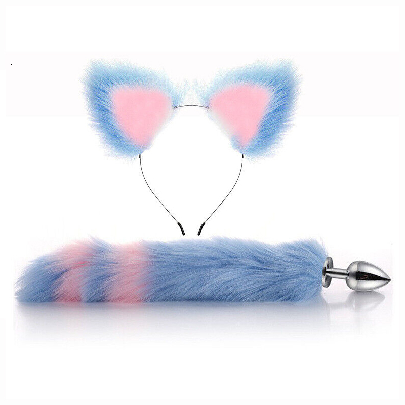 Anal Toys 40cm Tail Plug Sexy Plush Cat Ears Headbands Set Butt Erotic Cosplay Sex for Women Masturbating 230925