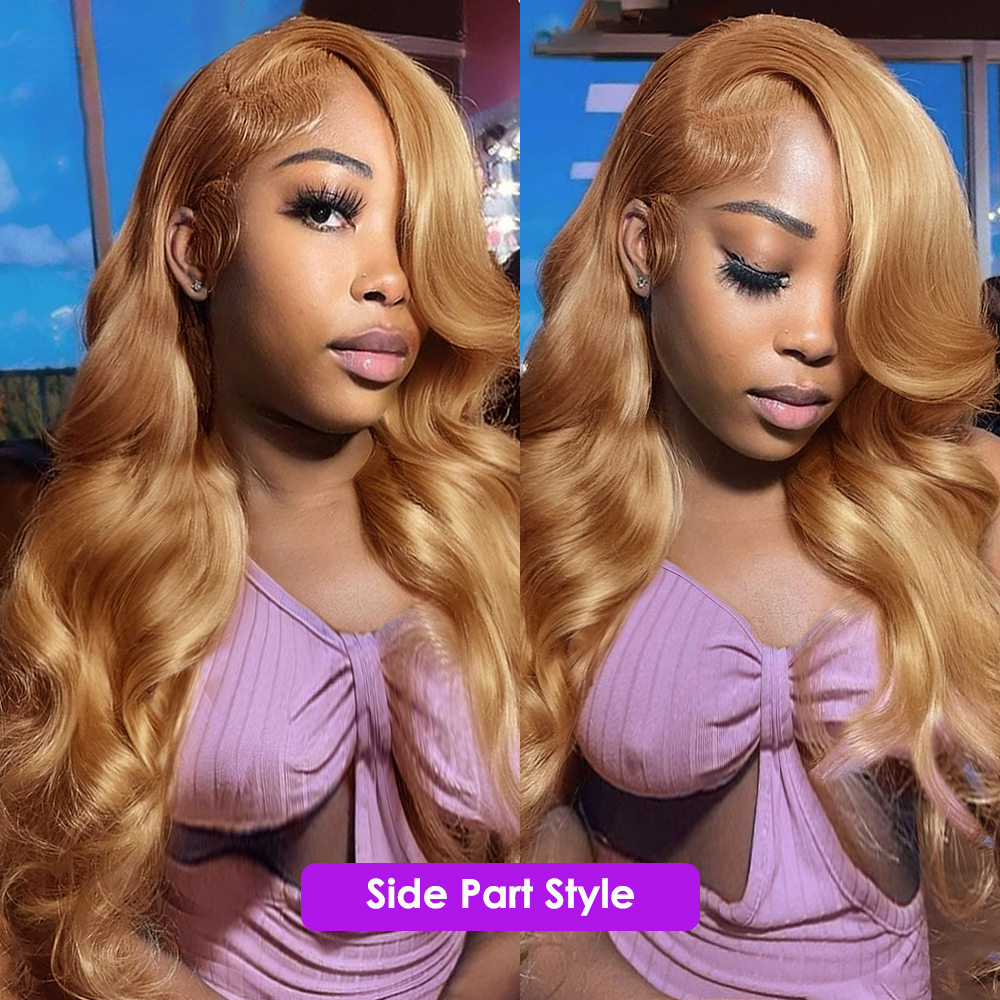 Free shipping Brazilian Body Wave Lace Front Human Hair Wigs Honey Blonde Highlight 180% Density Synthetic Wig Pre Plucked