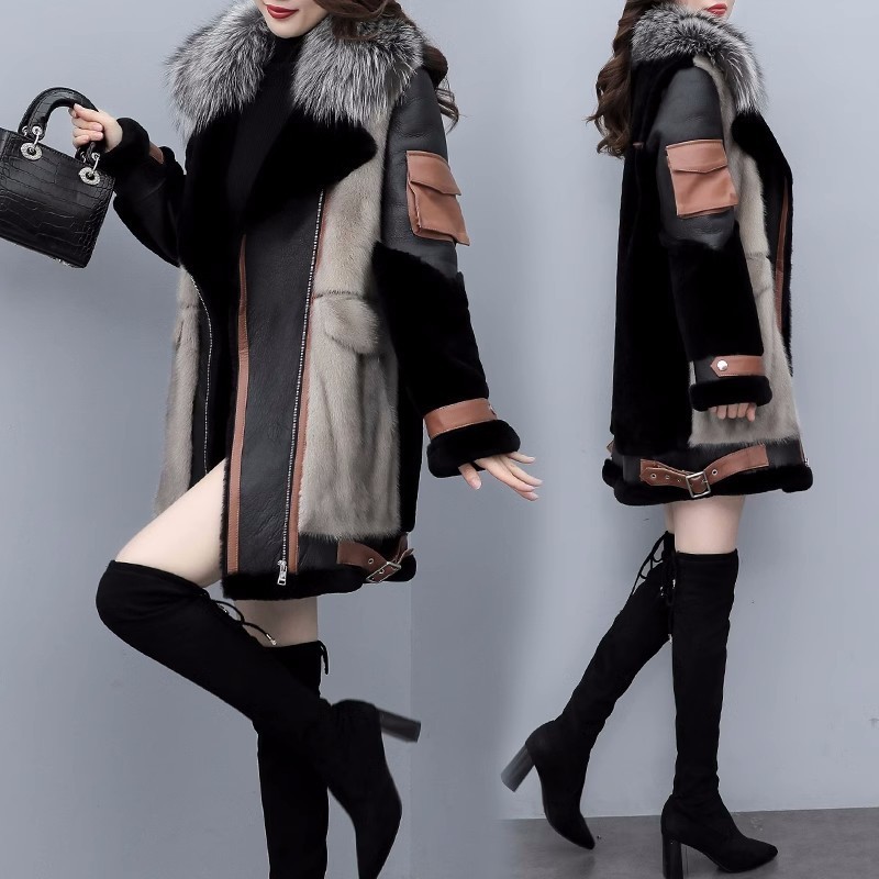 Womens Fur Faux Winter Fashion Coat Korean Loose Spliced Collar Warm Coats Female Long Parker Overcoat 230925