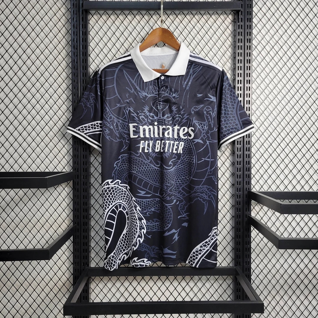 Hot sale 2023/2024 R Ma--drid Chinese Dragon Black jersey Football Shirt soccer Size S-XXL thailand quality