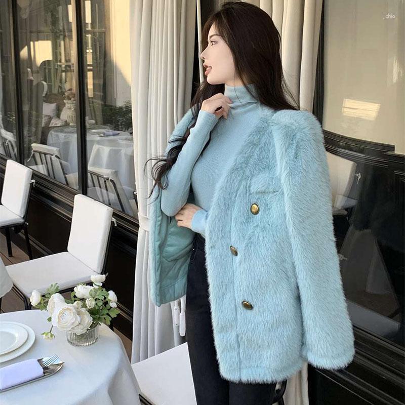 Womens Fur Xpqbb Fashion Faux Coat Autumn Winter High Quality Jacket Ladies Korean Chic Thick Warm Fluffy Overcoat