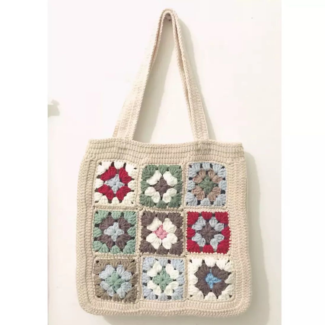 Evening Bags Beige Dark Crochet Grey Vintage Shoulder Bag Cute Purse Handmade Granny Square Handbags for Women Kintting 230926