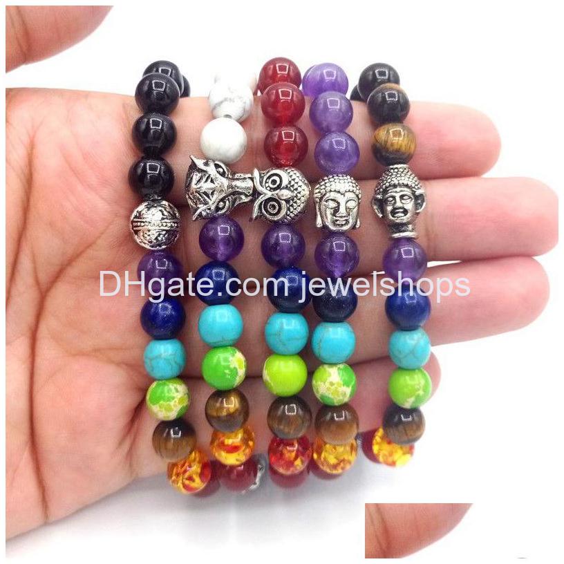 Beaded Seven Chakra Buddha Bracelet Energy Yoga Gemstone With Tibet Accessory Power Beads Bracelets For Gift Drop Delivery Jewelry Dhg4C