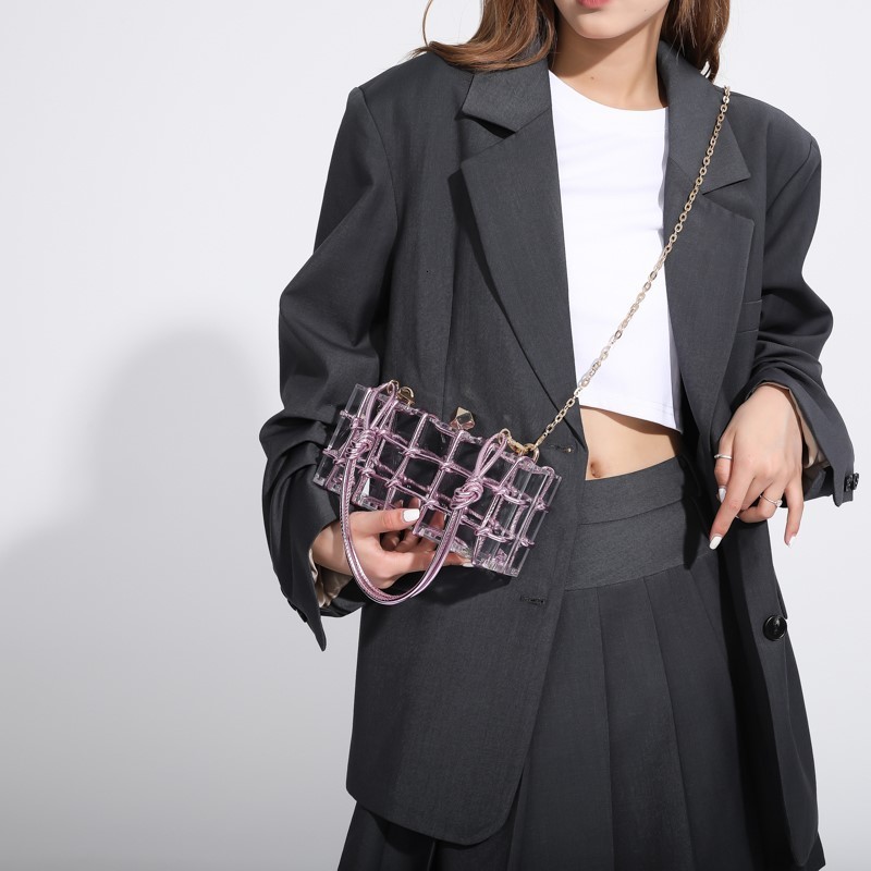 Evening Bags Transparent Box Shoulder Bag for Women Woven Knotted Rope Handbags Clear Party Purse Chain Crossbody 230926