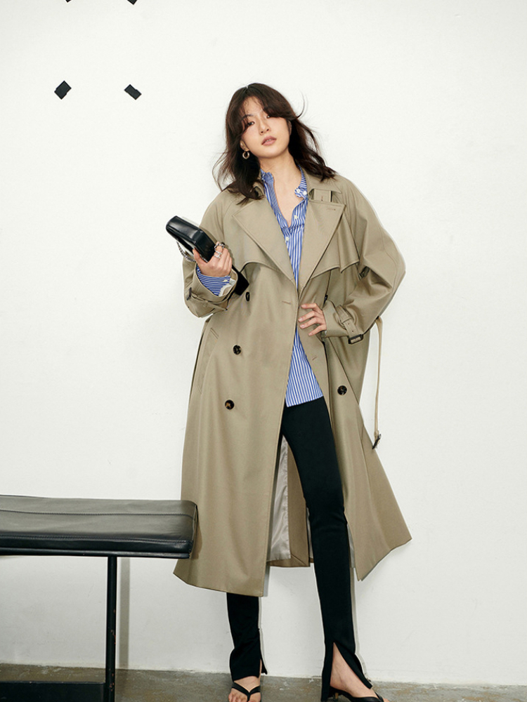 Womens Wool Blends Women Windbreaker Autumn Classic Fashion Loose Midlength Camel Long 230926