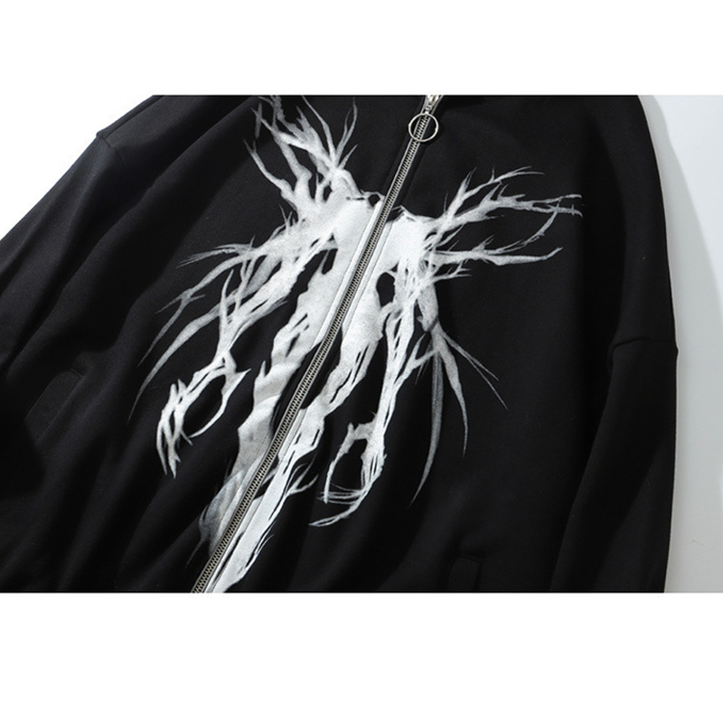 Women's Hoodies Sweatshirts Unisex Teenage Punk Gothic Street Hoodies Front Zip Up Sweatshirt Jacket Coat Sweatshirt Plus Size 2XL Women Hoodies 