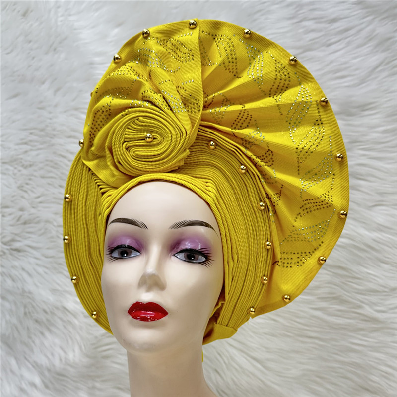 Other Event Party Supplies latest aso oke auto gele headtie Already Handmade African Cap Nigerian Wedding Gele Women Braid Turbans Ladies head Wraps 7